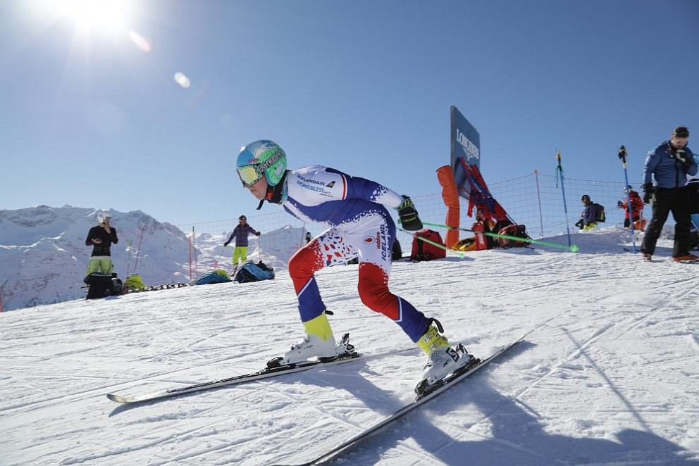 Frá stórsvigsæfingu í dag