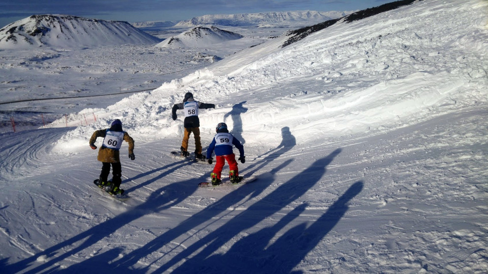 Frá keppni í brettakrossi