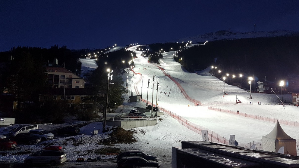 Séð yfir keppnisbakkann í Åre