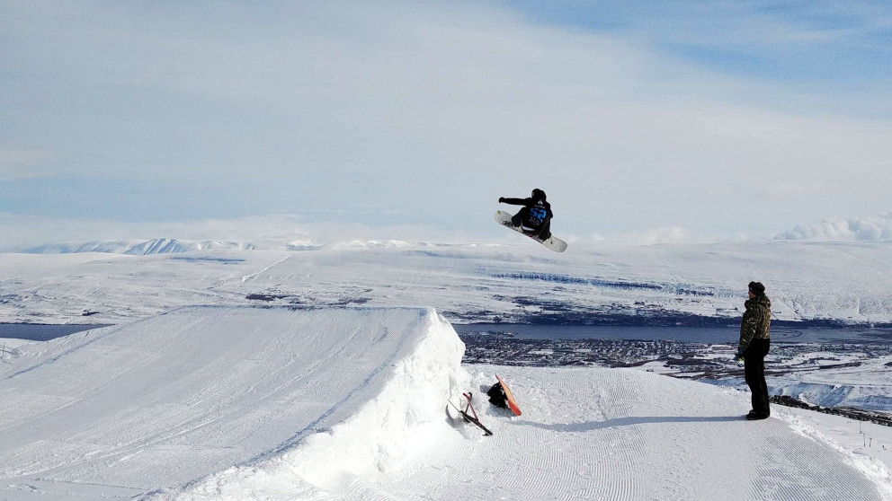 Fínar aðstæður voru í Hlíðarfjalli í dag