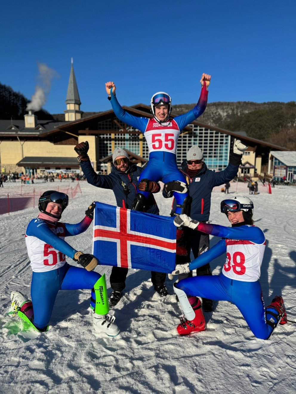 Keppt var í svigi á Vetrarólympíuleikum ungmenna í Gangwon í dag