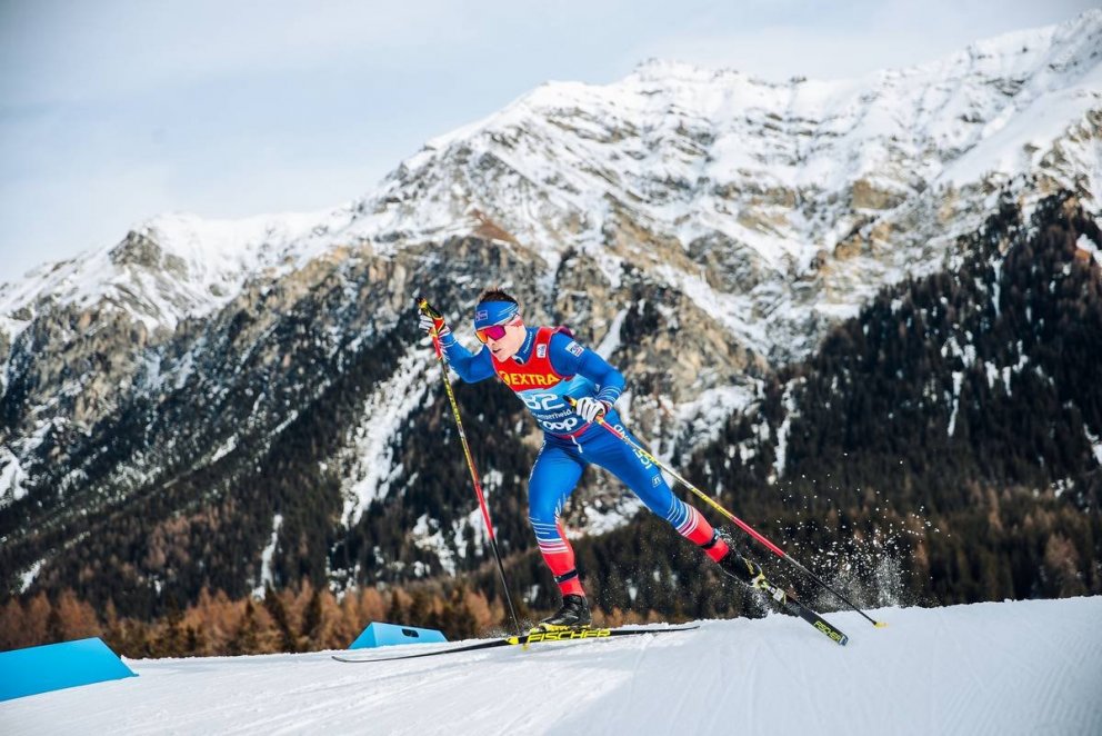 Snorri Einarsson í brautinni í Lenzerheide í dag. Mynd: NordicFocus