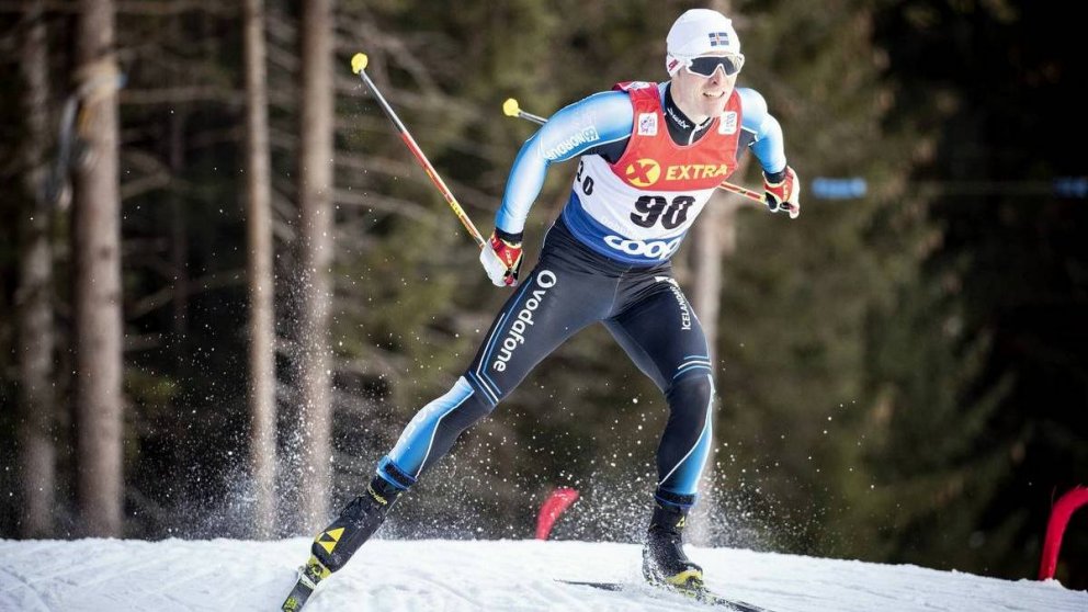 Snorri Einarsson í sprettgöngunni í Toblach í gær. Mynd: NordicFocus