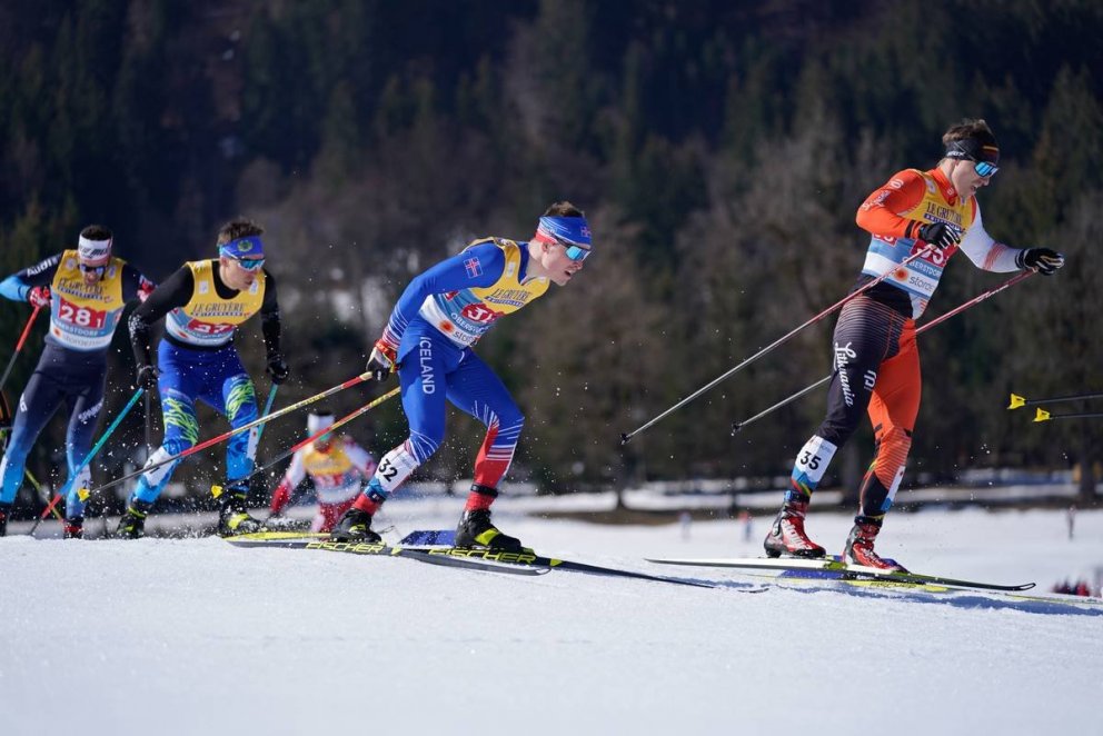 Snorri Einarsson á fullri ferð í einum af sínum sprettum í dag