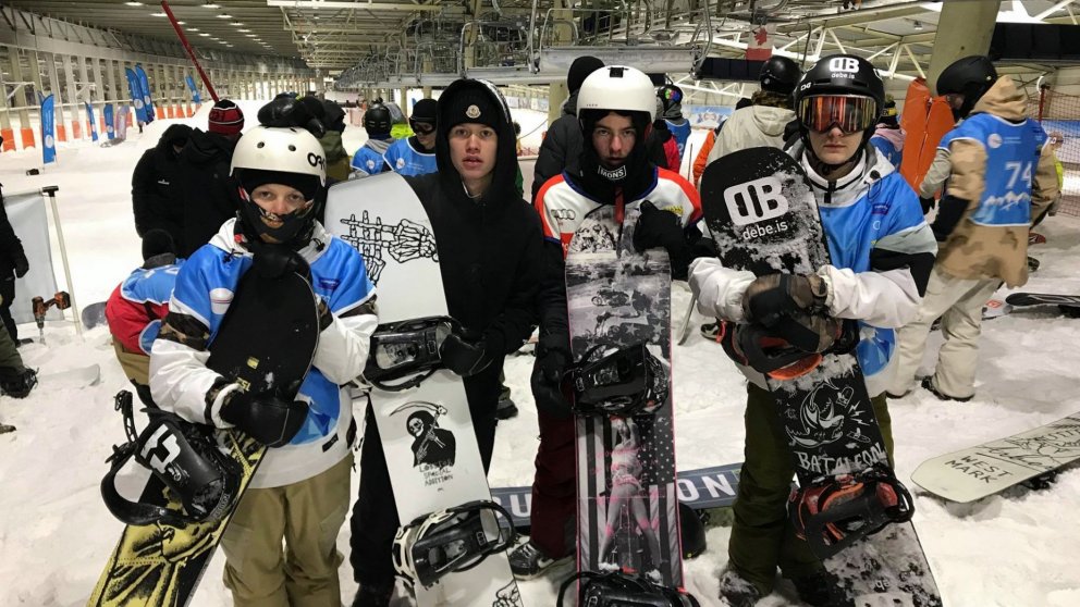 Hluti af íslensku keppendum. Benedikt, Marinó, Tómas Orri og Egill Gunnar.