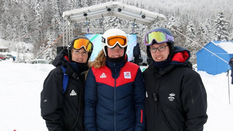 Þjálfarar í alpagreinum ásamt Guðfinnu