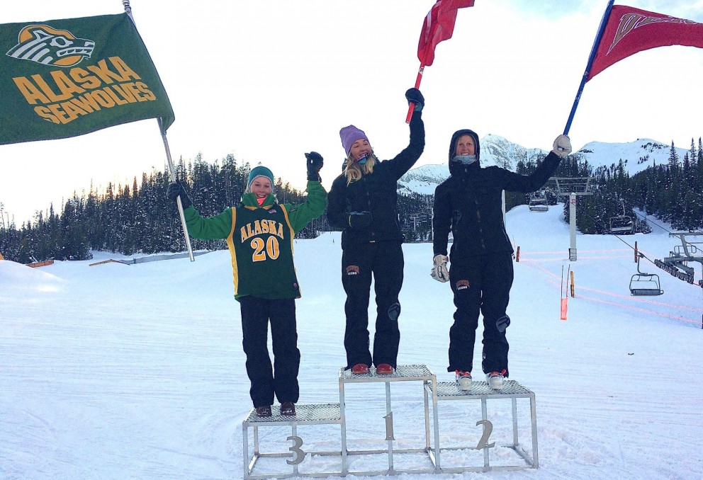 María Guðmundsdóttir á verðlaunapallinum í gær