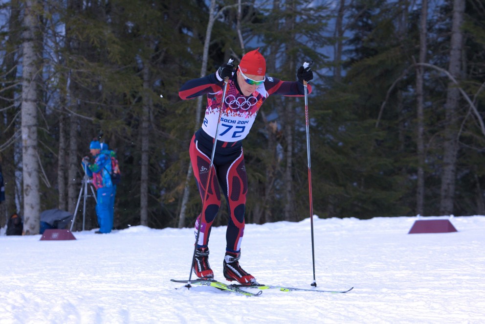 Sævar Birgisson við keppni á Ólympíuleikunum í Sochi 2014