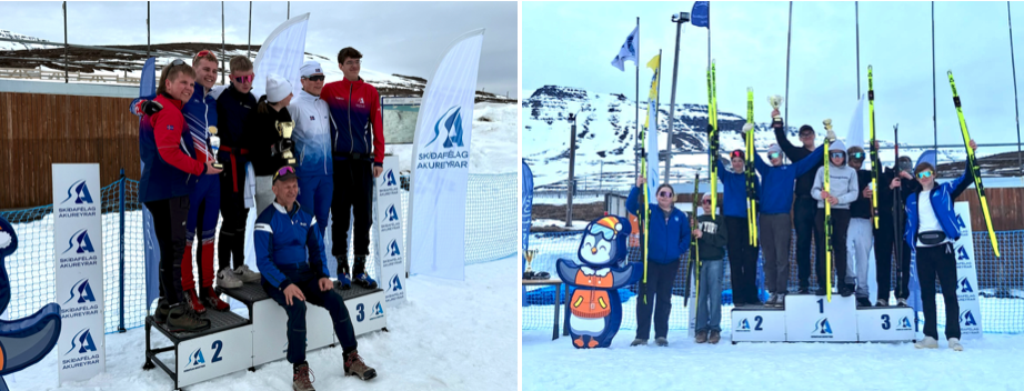 Bikarlið SKA með þjálfara sínum t.h. og SFS t.v. (Ljósm. SKÍ)