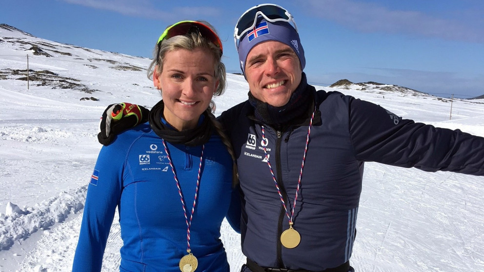 Elsa Guðrún og Snorri eftir keppni dagsins