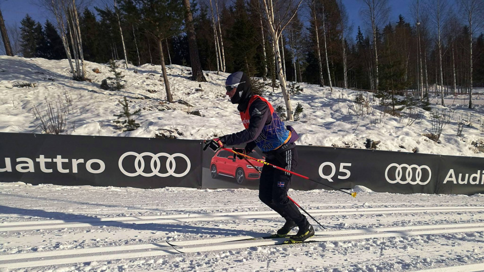 Snorri Einarsson á æfingu í Lillehammer í gær