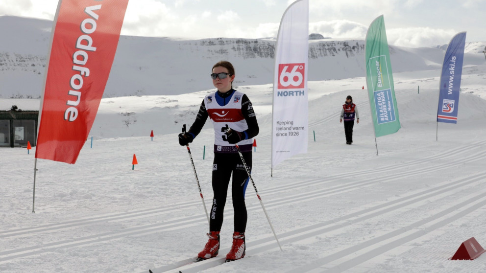 Frá keppni í skíðagöngu í dag